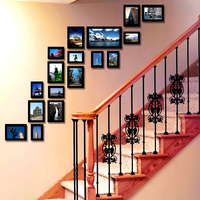实木17框楼梯适用照片墙 创意侧墙相片墙 相框 像框组合 特价包邮