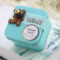 韩式个性创意马口铁喜糖盒子方形小熊糖果盒结婚婚庆用品定制批发