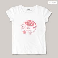 ToBeMe－原创设计个性短袖T恤纯棉宽松 黑白灰【猫慵懒绽放】女款