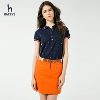 hazzys哈吉斯女款短袖t恤 2014夏装新款女韩版修身T恤白色点缀