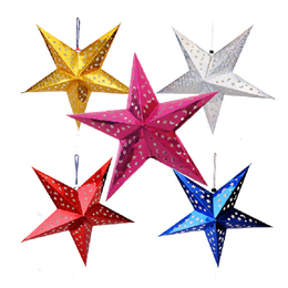 新年春节装饰品 商场酒吧吊顶 立体五角星灯罩 爆炸星纸星星挂饰