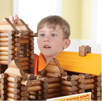 正品TreeHaus建造小木屋 林肯房 165件原木创意积木 拼搭儿童玩具