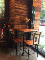 实木铁艺家具餐桌椅套件美式乡村咖啡桌椅餐馆餐厅方桌椅组合特价