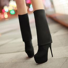 女鞋韩版尖头高跟过膝靴性感长靴大码40-43码定做女鞋女靴子秋冬