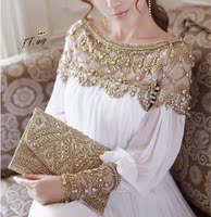 欧美高档真丝雪纺新款时尚爆款菁菁同款重工白色仙女长裙晚礼服