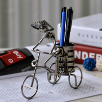 现代简约铁艺创意单车自行车笔筒摆设工艺品家居软装饰品桌面摆件