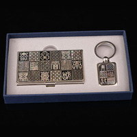 【螺钿漆器】韩国进口不锈钢名片夹钥匙扣套装商务礼品可定制肆