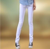2015夏季新白色长裤 糖果色铅笔裤女弹力 韩版女式牛仔裤小脚显瘦