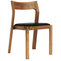 现代简约北欧风新中式美式实木布艺餐椅橡木布饰饰面纯色木质促销
