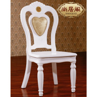 欧式餐椅 宜家 玉石实木椅子 田园 真皮白色 法式餐桌椅组合Y205S