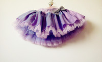浅 紫色 紫罗兰 双色缎 百搭半身短款蛋糕蓬蓬裙
