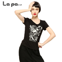 La pargay2015女夏新欧美圆风领印花短袖修身T恤打底衫特价包邮