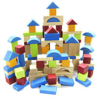 英国elc彩色积木 100粒大块实木制堆塔玩具 儿童早教幼教 配布袋