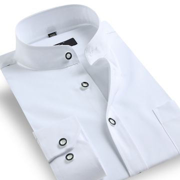 包邮2015男士立领衬衫男款白色立领衬衣男长袖衬衫中华立领衬衫男