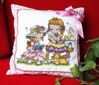 十字绣情侣抱枕精准印花可爱卡通动漫小女孩欧式人物图案靠垫枕套