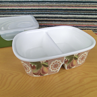 陶瓷双格饭盒 分格饭盒 便当盒 带扣盖 可微波 蒸煮 无毒安全健康