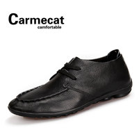 carme cat男鞋商务休闲皮鞋男士真皮系带豆豆鞋头层驾车鞋