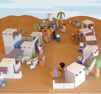 手工DIY 益智玩具 沙漠剧情 可爱卡通场景建筑 3D立体拼装 纸模型