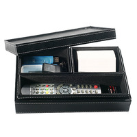 欧美品牌皮革商务桌面整理钥匙充电器杂物遥控器储物座收纳盒