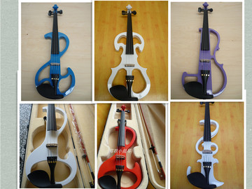 真拉实拍 初学者全手工白色电子小提琴成人小提琴  10个款式选择