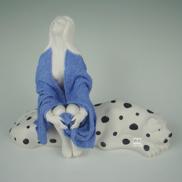 8寸豹女 德化精品陶瓷观音佛像 披巾仕女个性家居装饰赠送佳品