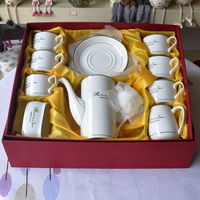 包邮！欧式咖啡具杯碟茶具套装 陶瓷咖啡杯 英伦时尚家居咖啡壶银