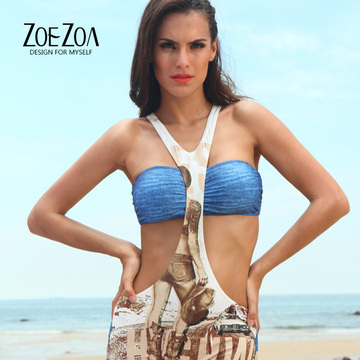 ZOEZOA原创设计品牌时尚2015新款连体式女士泳衣 SW52031