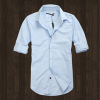男英伦修身中袖衬衣 韩版夏装新款 男短袖衬衫休闲 白色衬衣