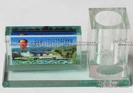 毛主席水晶摆件 玻璃镇纸 毛泽东笔筒 办公摆件 创意礼品 笔筒