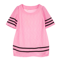 女童2015夏装新款连衣裙潮纹理中袖弹力长款T恤连衣裙批发