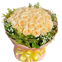 33朵香槟玫瑰花束情人节鲜花预定南通鲜花速递生日花束求婚礼物