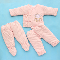 秋冬装婴幼儿棉衣男女宝宝外出服新生儿衣服三件套装0-3-6个月1岁