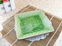 瓷冰裂釉小菜碟菜盘正方形6寸正方鱼盘