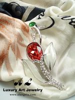 艺术珍品 法国设计 白玉兰 典雅女人 镶嵌奥地利晶钻 胸针