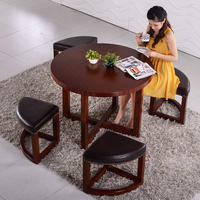 复古小户型实木长桌简约小餐桌椅现代书桌咖啡桌桌子椅组合包邮