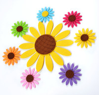 幼儿园DIY材料环境布置墙贴 儿童房装饰不织布彩色向日葵花朵贴片