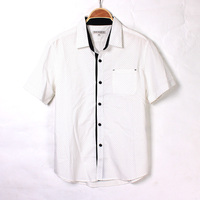 2014日 OTARIE DESIGNED WEAR 男装白色圆点修身休闲短袖衬衫