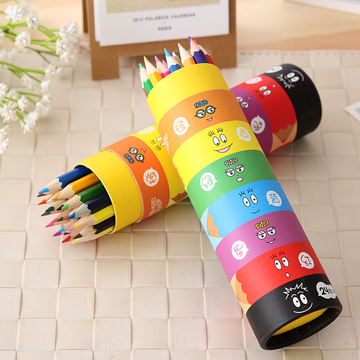 韩国创意文具 筒装24色彩色铅笔 学生奖品