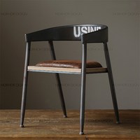 美式乡村做旧复古餐桌椅铁艺沙发椅子時尚休闲咖啡椅电脑椅餐椅