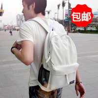 新款韩版时尚大容量电脑包双肩包白色背包pu皮质男女学生书包包邮