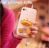 iPhone5s手机壳可爱卡通破壳小黄鸭苹果4S手机壳硅胶代防摔保护套