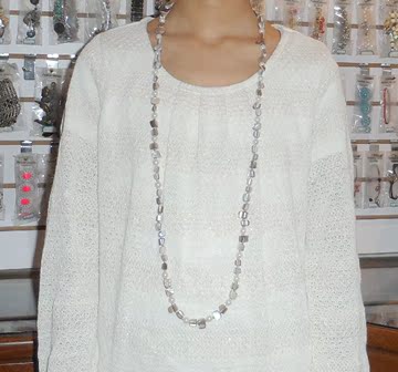 欧美时尚饰品天然贝壳项链珍珠混搭大方长款夸张颈链毛衣链女韩国