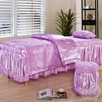 包邮玫瑰提花美容床罩四件套美体/熏蒸/按摩床罩四件套玫瑰盛典紫