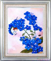 卡菲兰丝带绣挂画客厅彩印欧式蓝色花卉立体十字绣套件幸福的味道