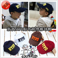 新款NYPD贴布棒球帽 纯棉刺绣 男女潮儿童帽子 宝宝遮阳帽