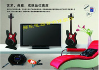 狮乐 吉它六号新款家用艺术音响2.1音箱壁挂带遥控双无线话筒k歌