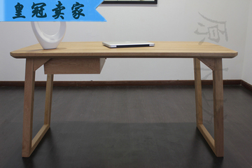 欧式简约现代时尚 纯白橡实木本色木蜡油书桌写字台电脑办公桌子