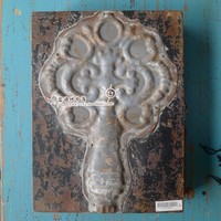 蓝调地中海欧式乡村风格复古做旧木质铁艺饰面收纳钥匙盒创意台饰