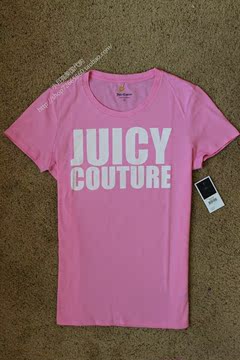 美国代购直邮Juicy Couture/橘滋纯色纯棉大码女士短袖t恤打底衫