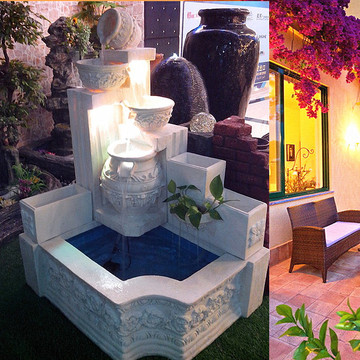 大型欧式创意喷泉流水家居饰品加湿器水景摆件办公室庭院花园摆设